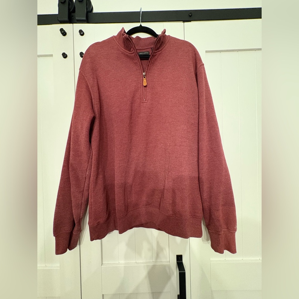 Greg Norman Collection Burgundy Zip-Up Sweater Pullover Size Large VGUC